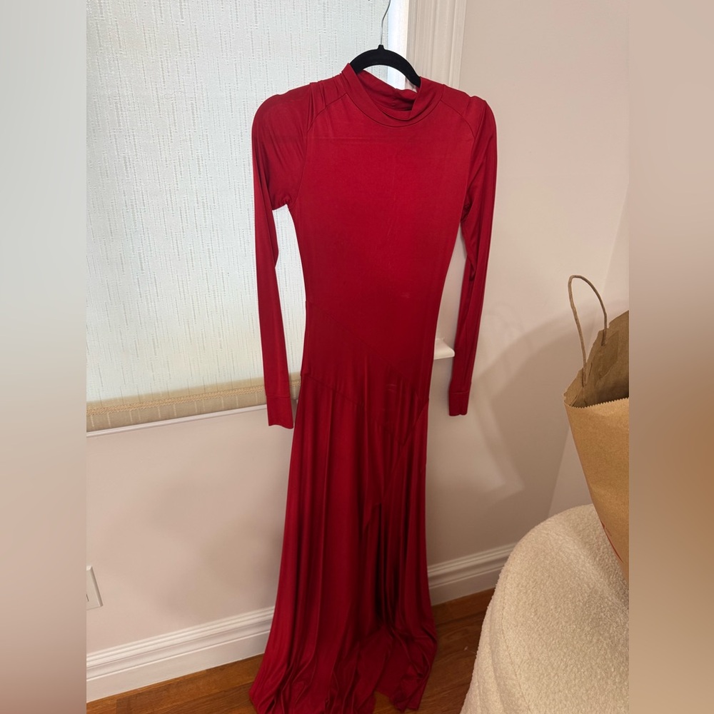 Michael Lo Sordo Vibrant Red Long Sleeve Dress - Picture 2 of 5